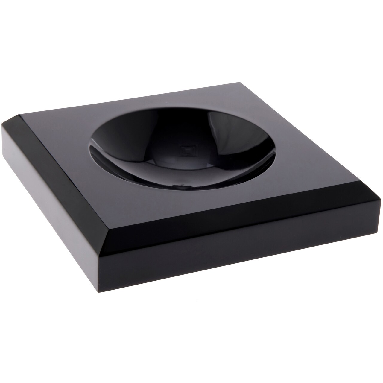 Plymor Black Acrylic Square Display Base with Indented Circle to Hold Egg, Marble, Ball or Sphere, 3.5" W x 3.5" D x 0.75" H (2.5" Circle)